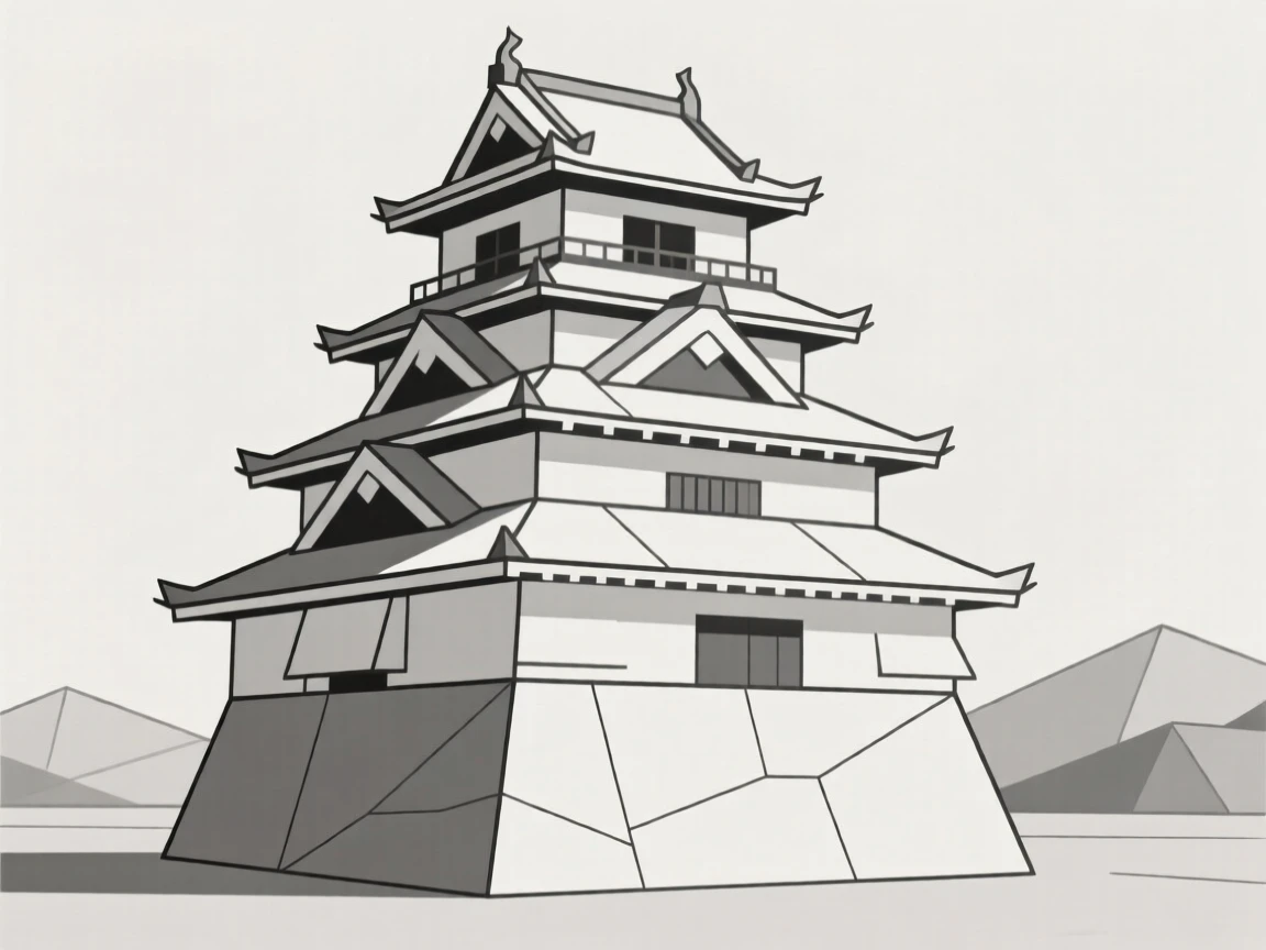 A samurai-era Japanese castle with tiered rooftops