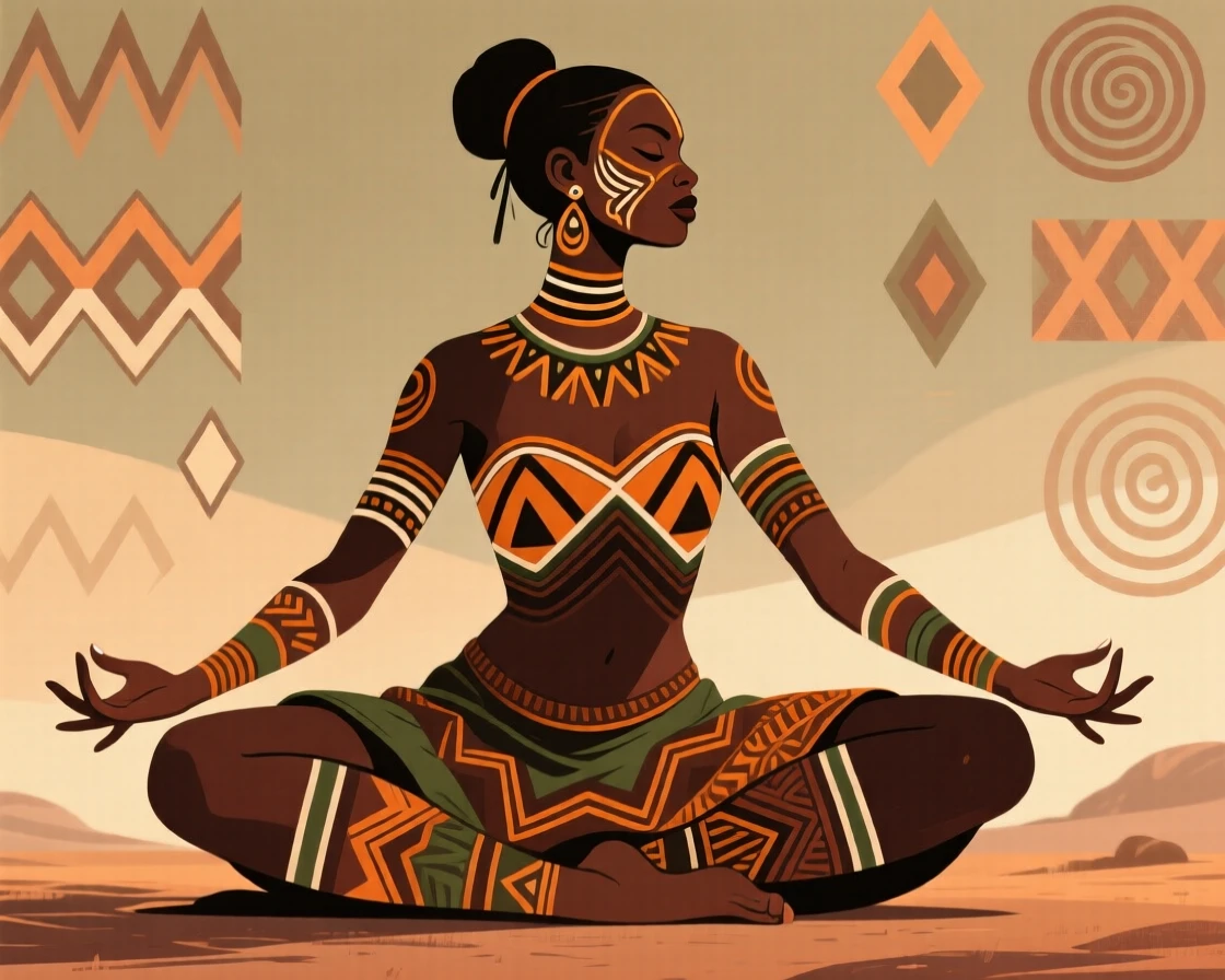 A graceful female dancer seated cross-legged while working with practiced hands.
