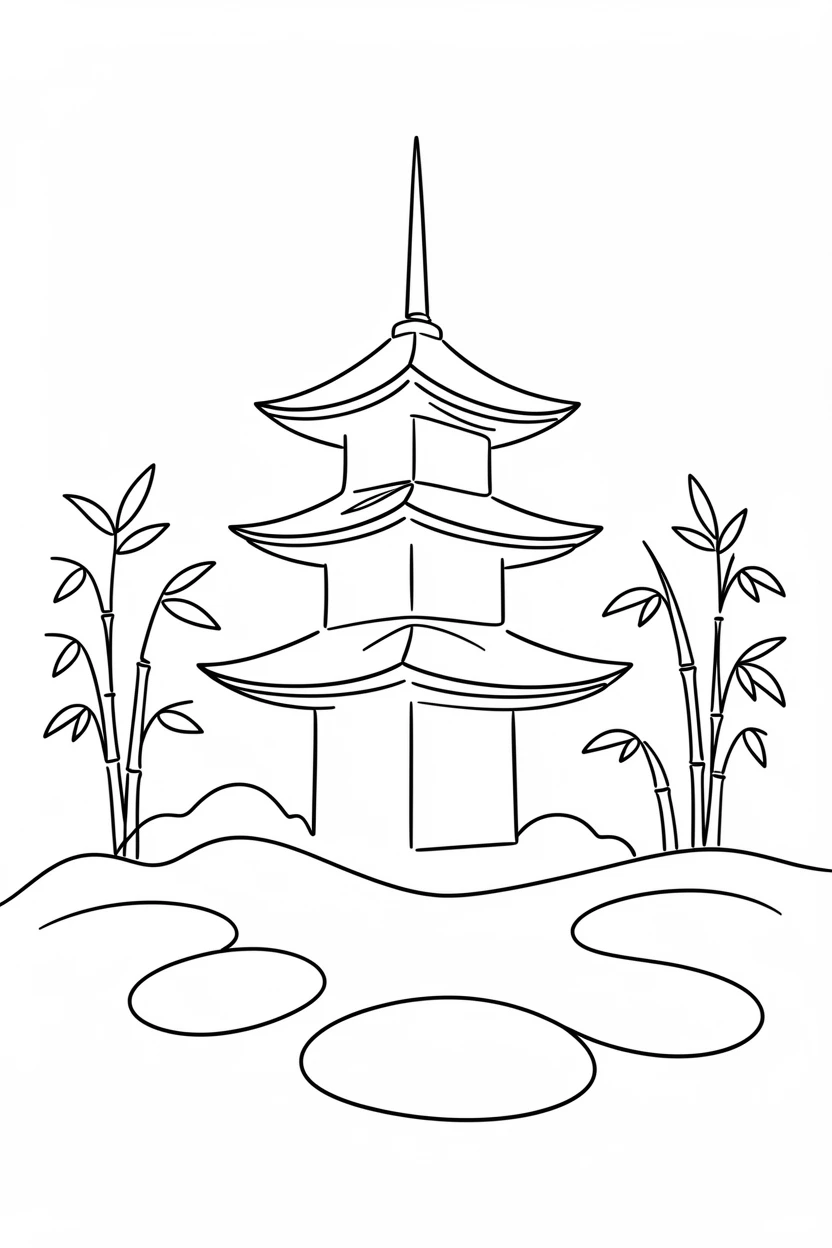 A traditional Japanese pagoda surrounded by a tranquil garden