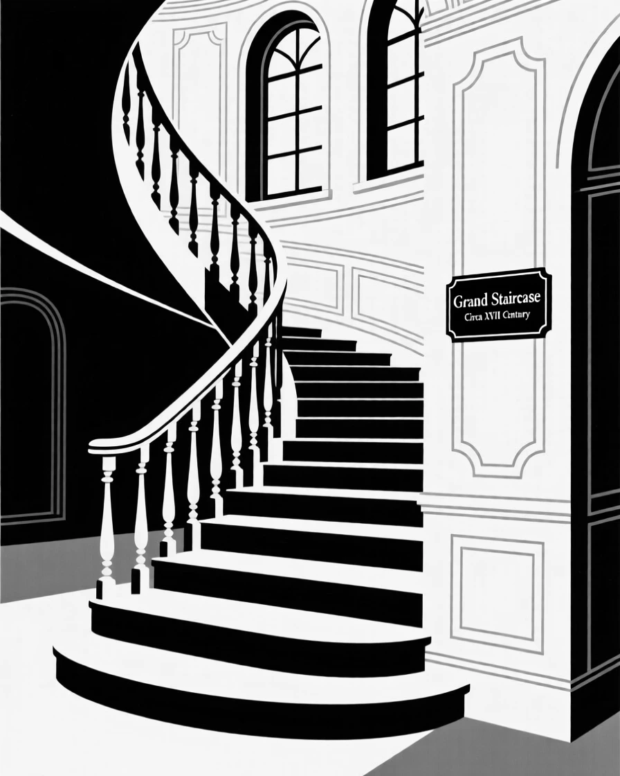 A grand staircase inside a historic palace.