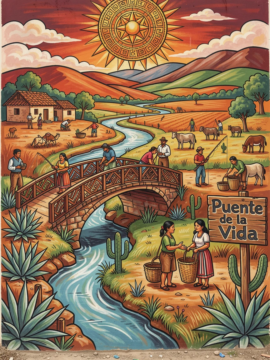 A quiet rural bridge crossing a gentle countryside stream