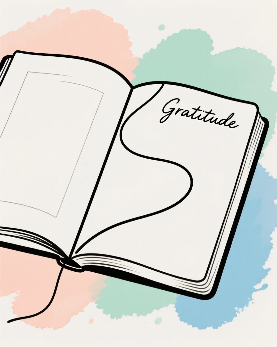 A gratitude journal open to a blank page