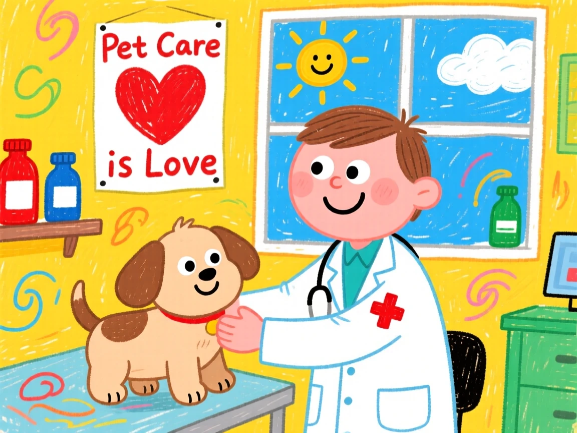 A veterinarian gently examining a puppy in a bright clinic.