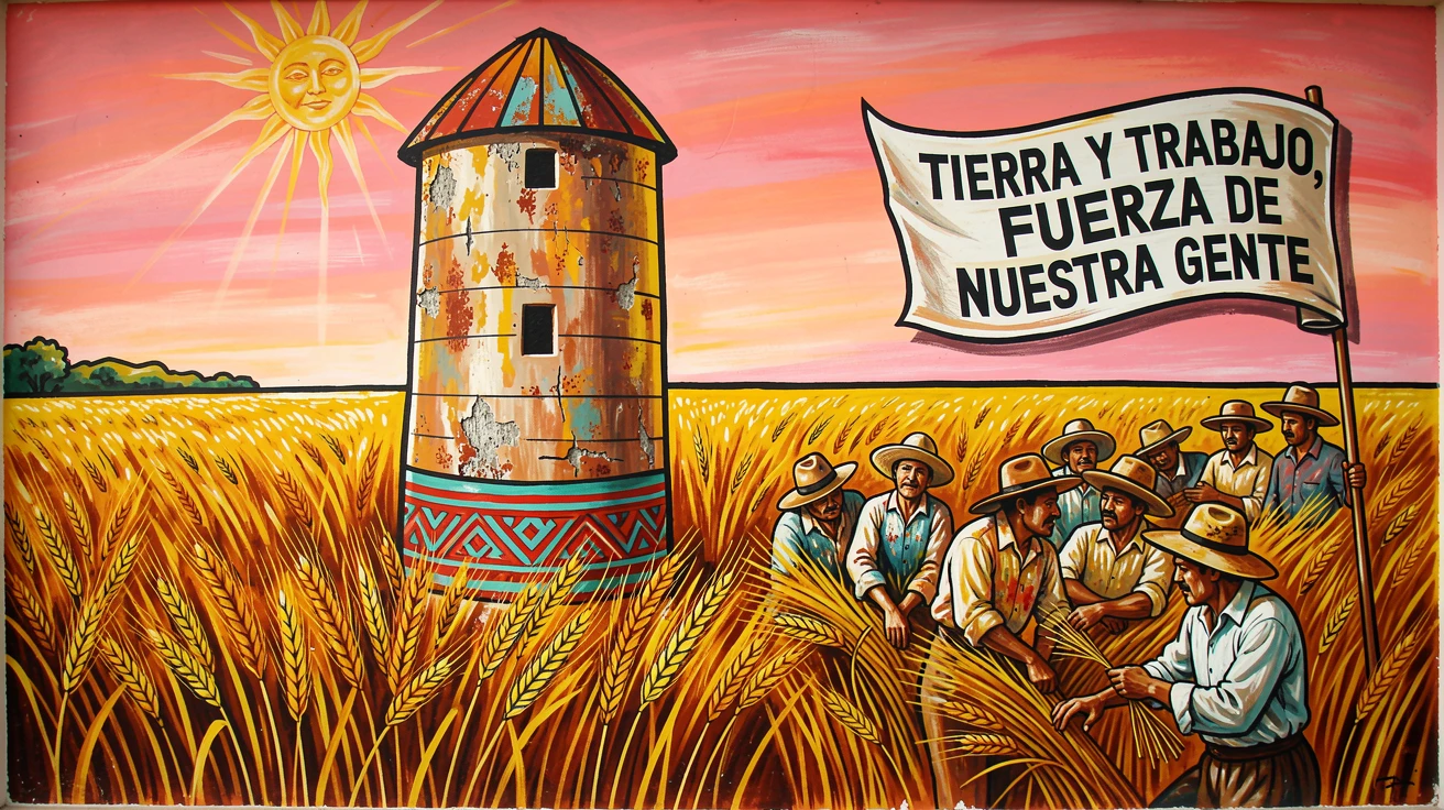 A rustic silo standing tall beside a golden wheat field