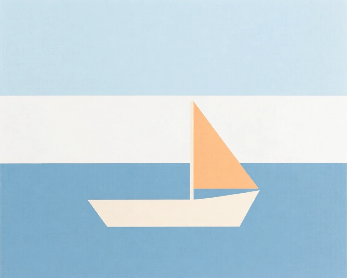 A small boat sailing toward an open horizon