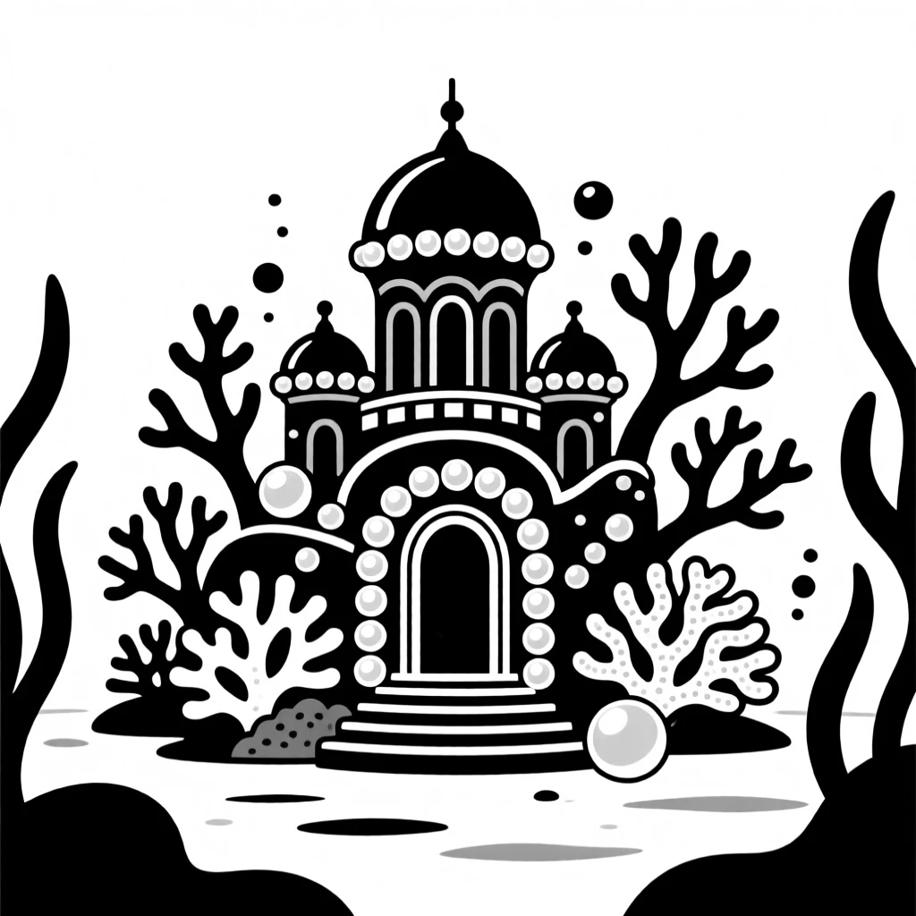 An underwater palace built from coral and pearl.