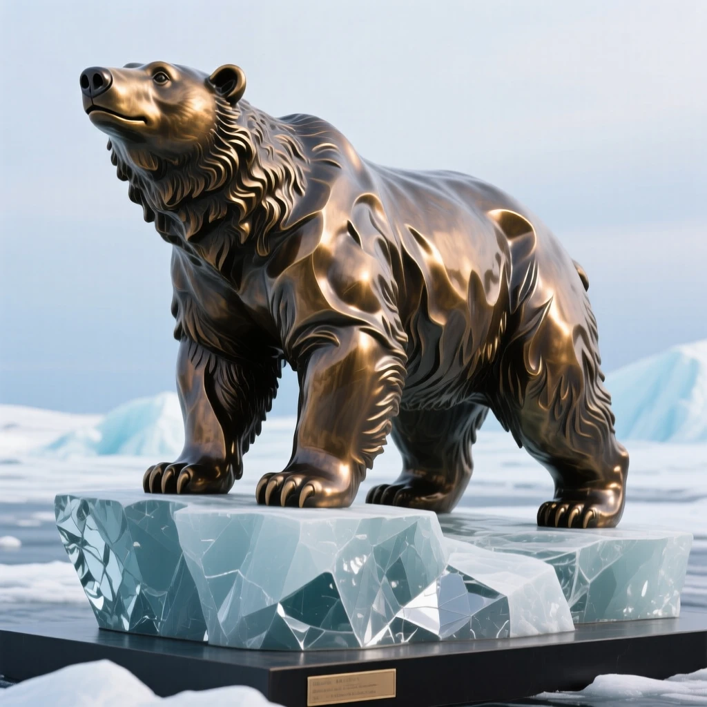 A polar bear standing on an ice floe, rendered with rich, dynamic energy, evoking wonder and majesty