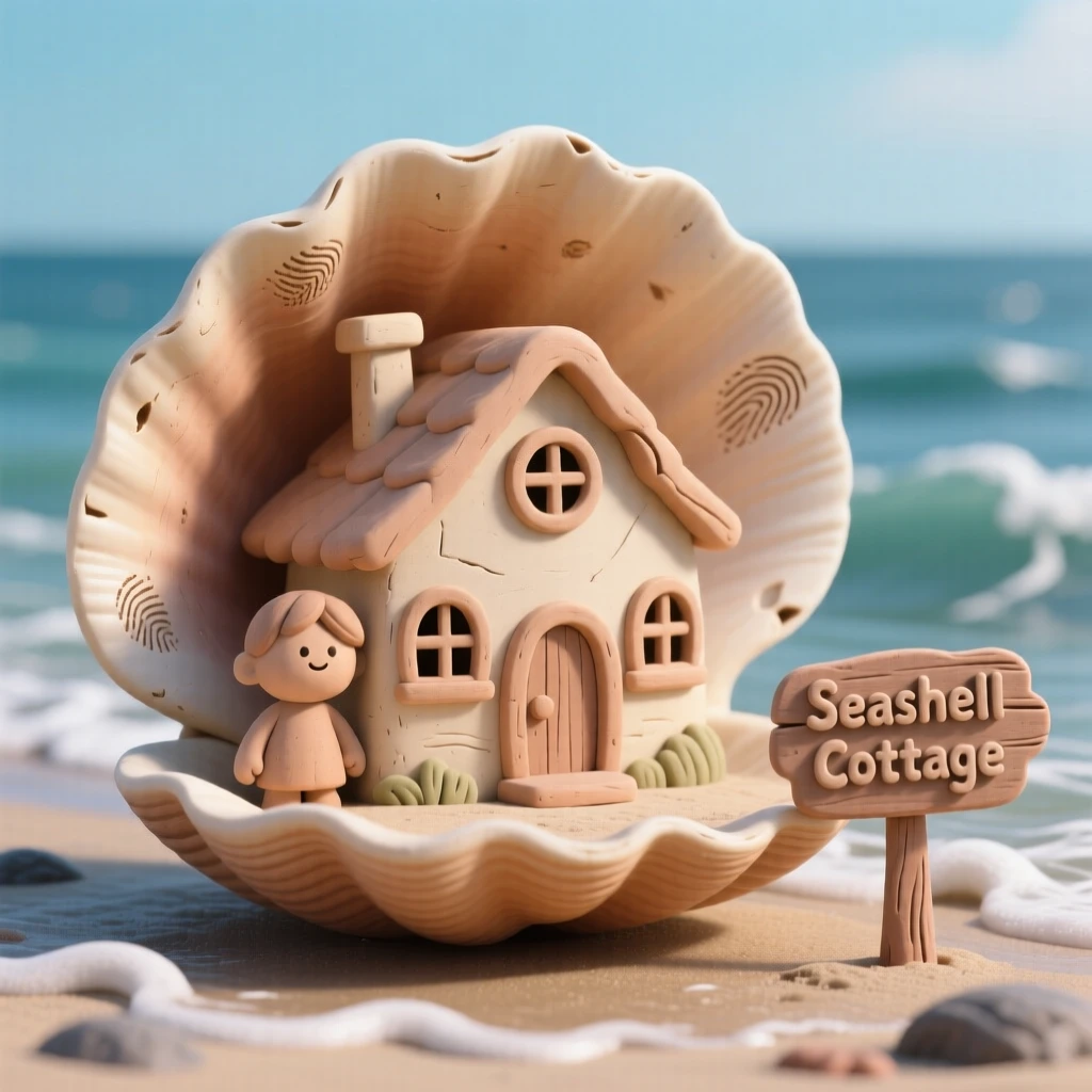 A house built inside a giant hollowed-out seashell by the ocean