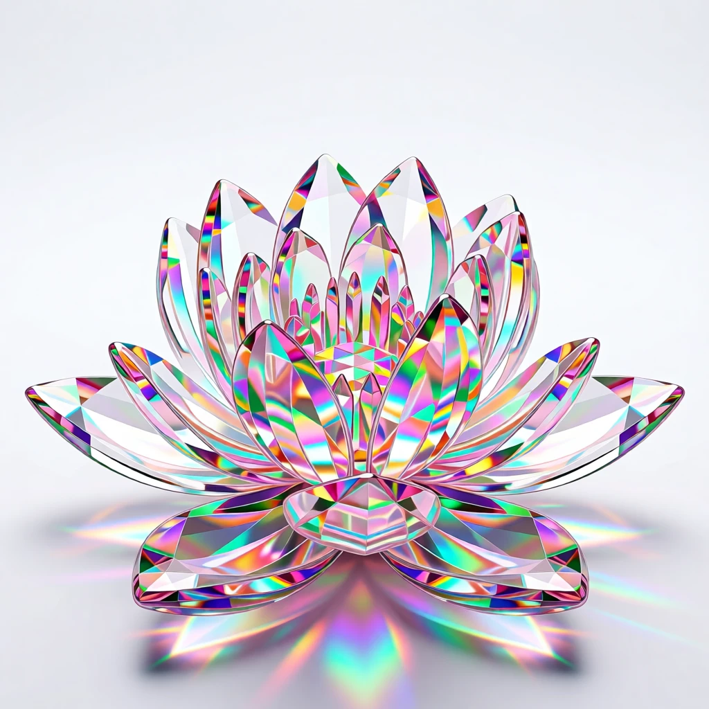 An abstract composition of fractal patterns forming a blooming water lily.