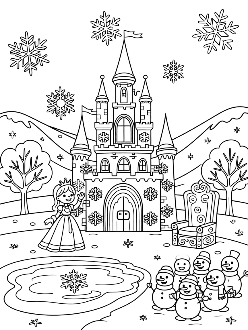 A kingdom built entirely of ice and sparkling snowflakes