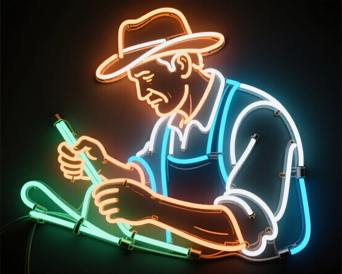 A candid portrait of a farmer focused intently on their craft.