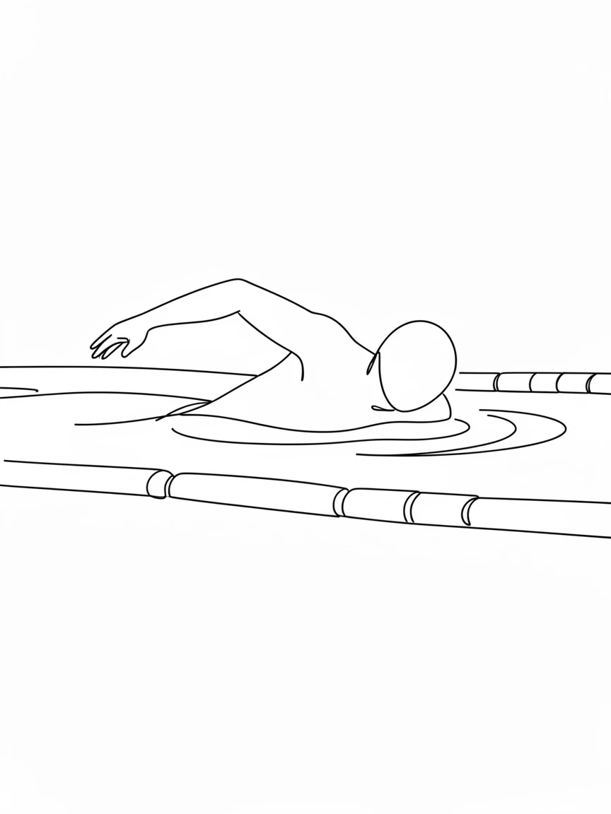 A swimmer gliding through the water in a lap pool