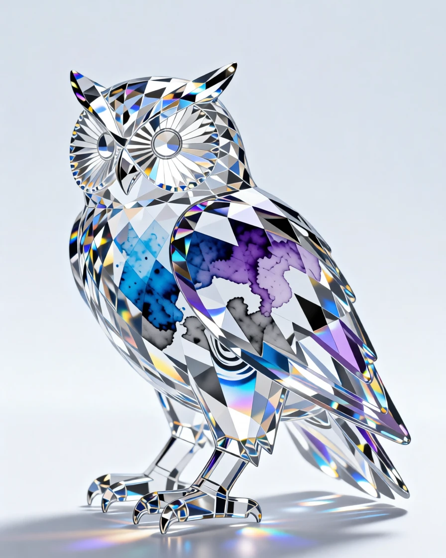 An abstract composition of rippling watercolor forming the silhouette of a soaring owl.