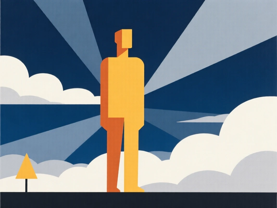A person standing tall against a dramatic sky
