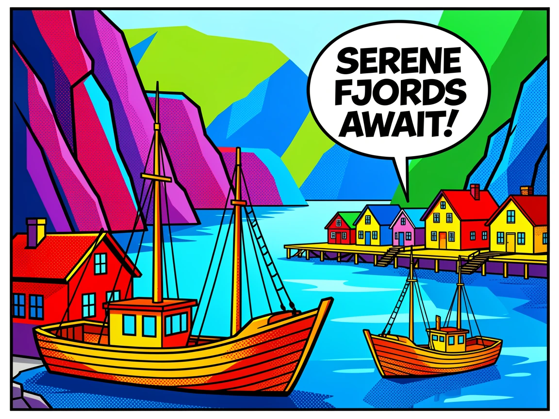 A quiet fishing village nestled along dramatic fjords
