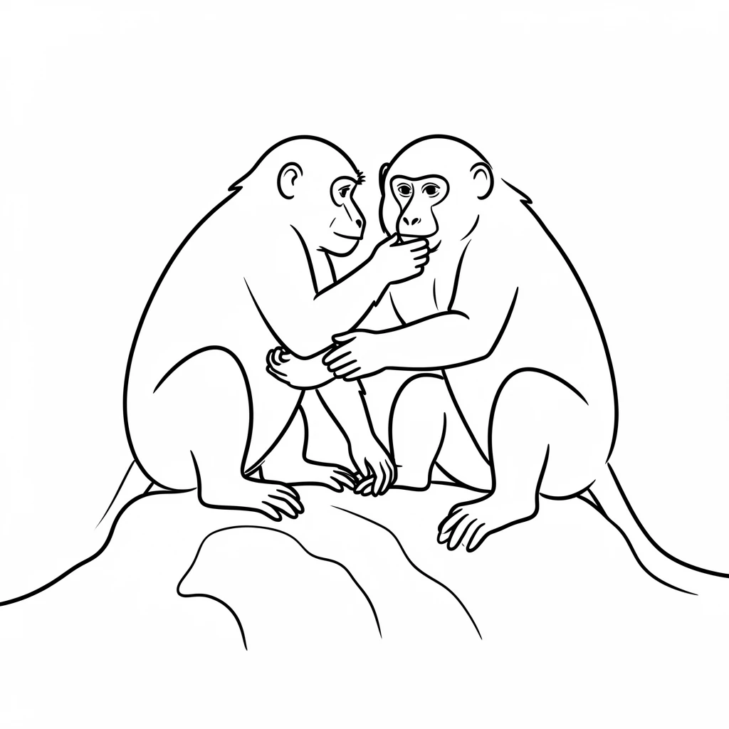 A troop of baboons grooming one another on a rocky outcrop