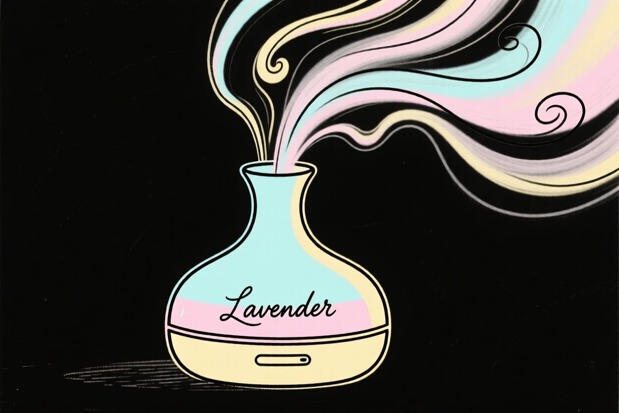 An essential oil diffuser releasing mist