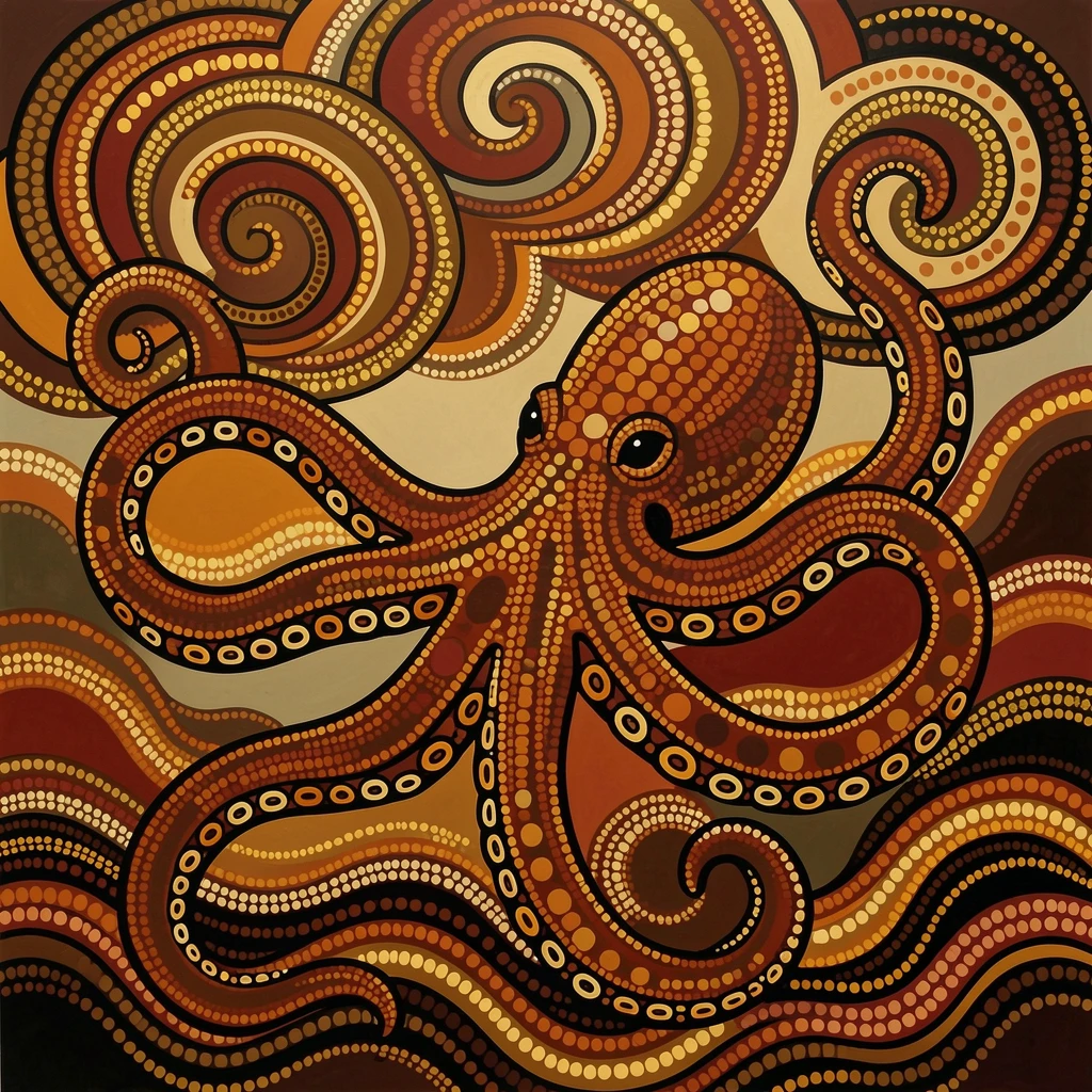 A kraken soaring above storm clouds