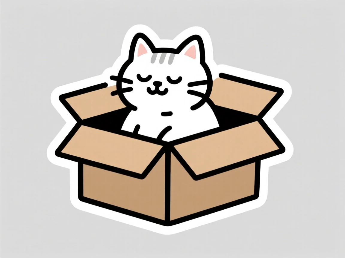 A delightfully relatable cat sitting inside a cardboard box looking content, captured in a candid, feel-good moment, the type of feel-good content people love saving.