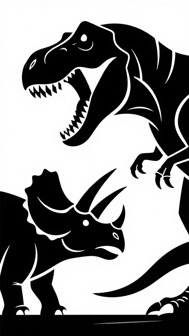 A Triceratops standing its ground against a T-rex.