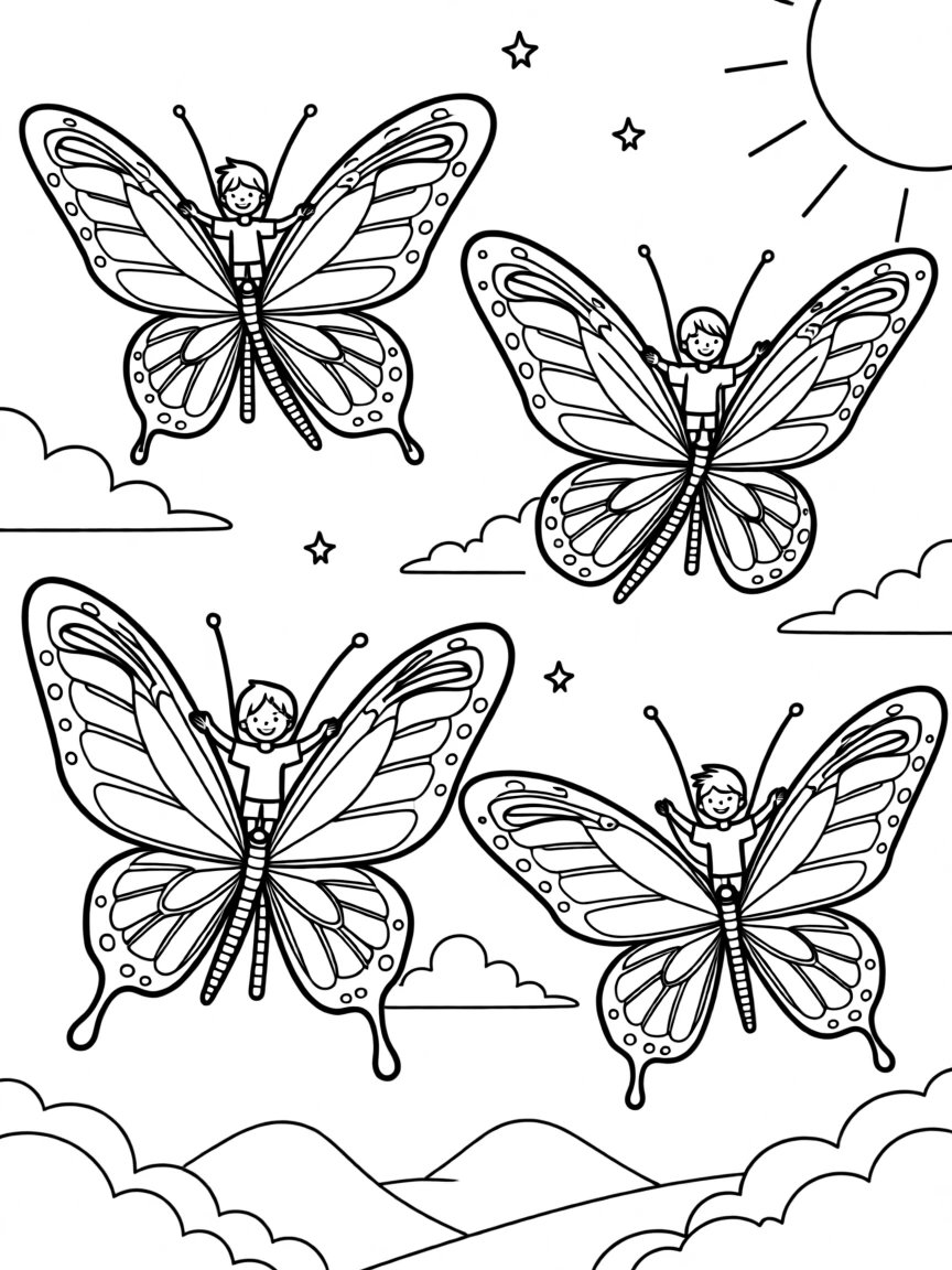 A land of giant butterflies that children can ride through the sky