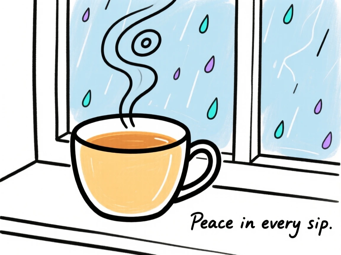 A warm cup of tea by a rainy window