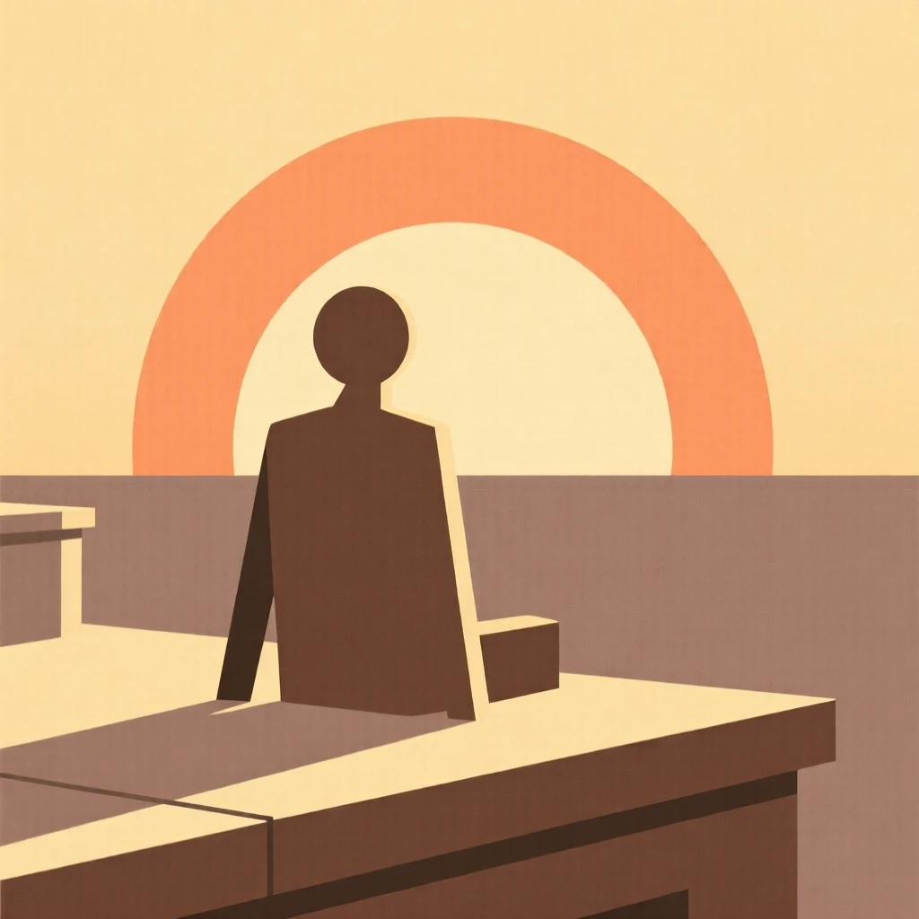 A person watching the sunrise from a rooftop