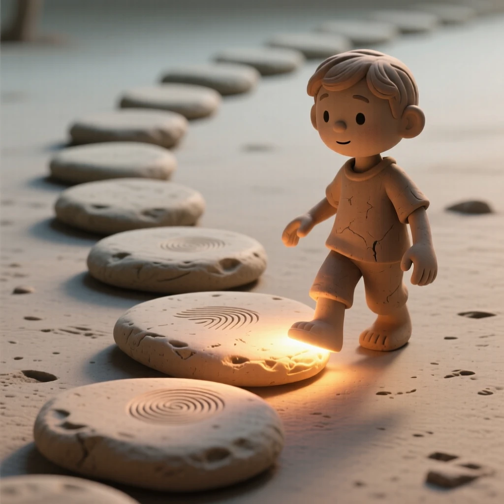 A pathway of stepping stones that glow brighter with each step taken