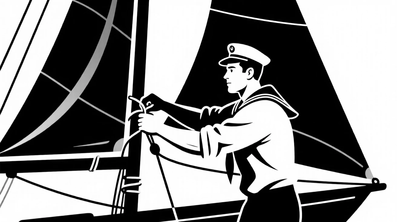 A sailor trimming sails during a regatta.