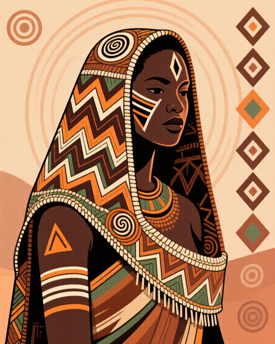 A woven wedding veil used during a rite-of-passage ritual.
