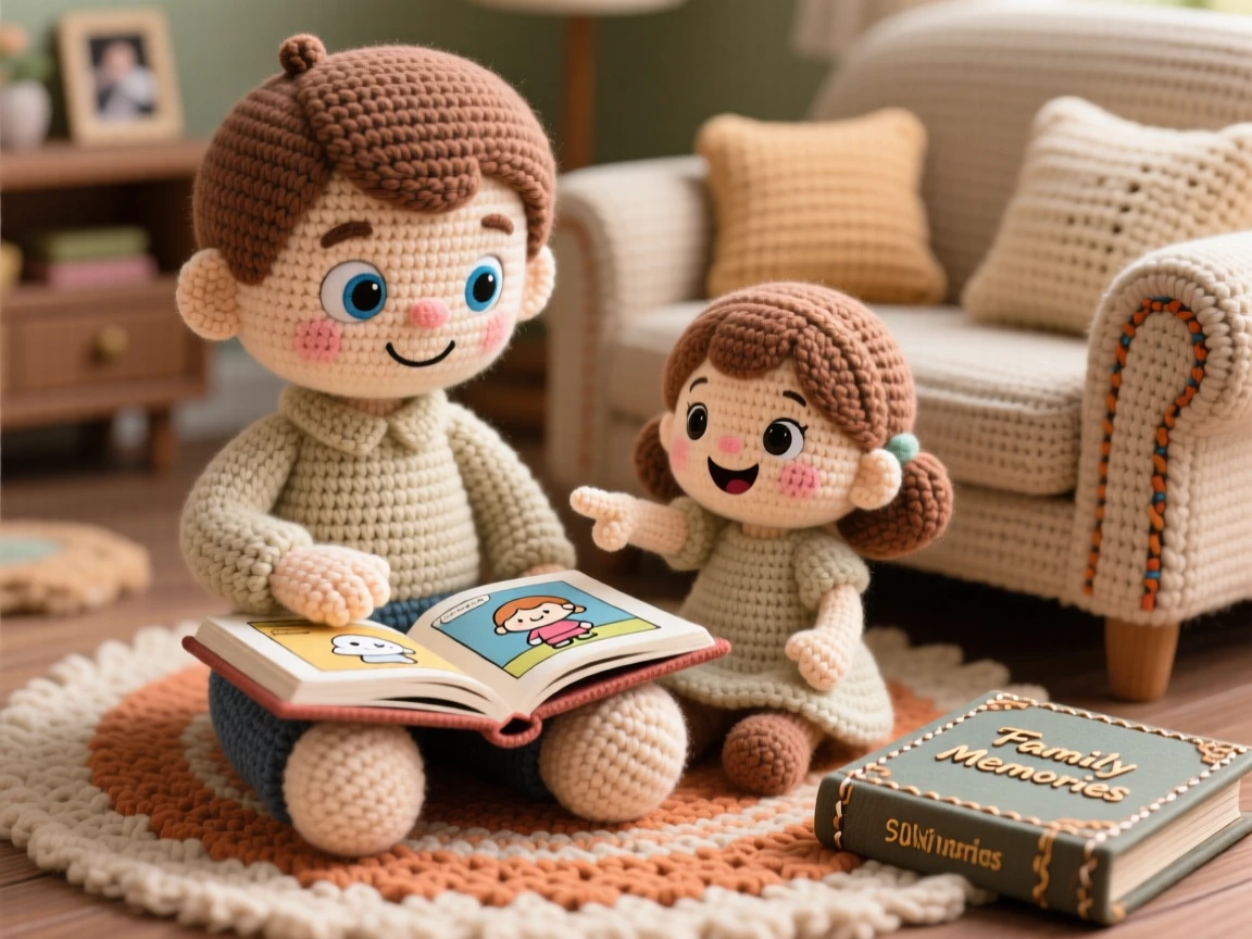 a big brother reading a comic book aloud to his sister, both giggling at a funny page, pointing out their favorite character, in a warm and welcoming family living room, with a worn but beloved family photo album, radiating quiet tenderness between generations.