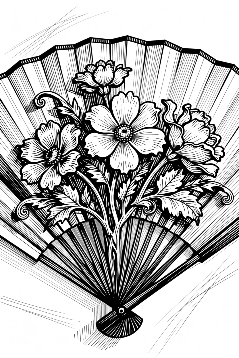 A fan-shaped arrangement of dried flowers centered as a striking focal ornament, with delicate details layered at every scale, forming a classically refined decorative composition.