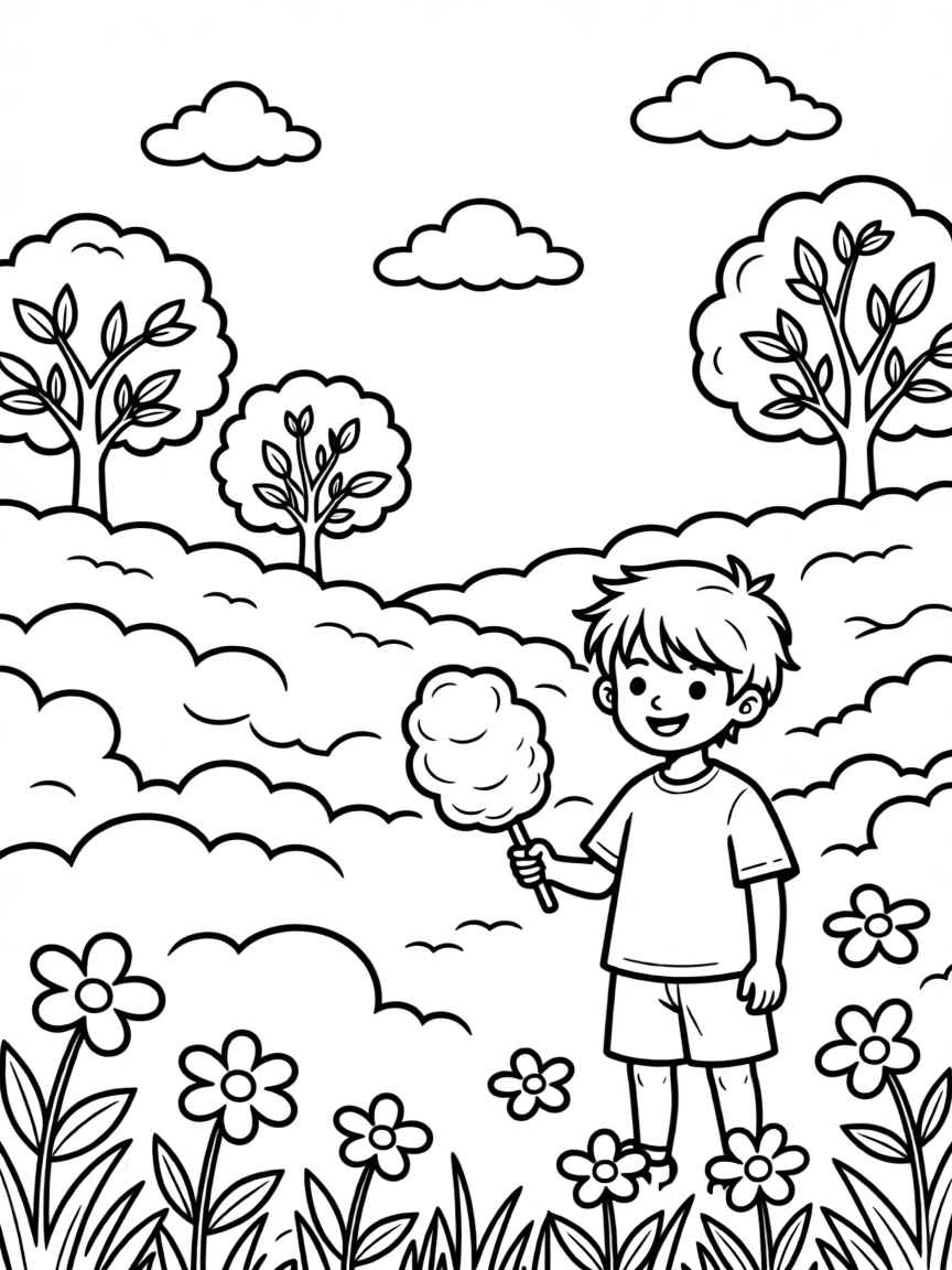 A land where the grass is made of green cotton candy