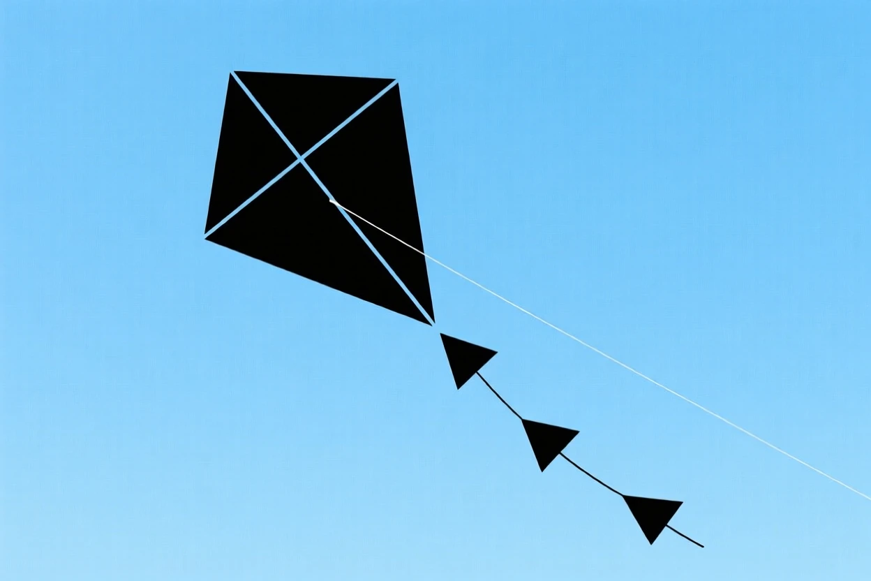 A kite soaring high against a clear blue sky