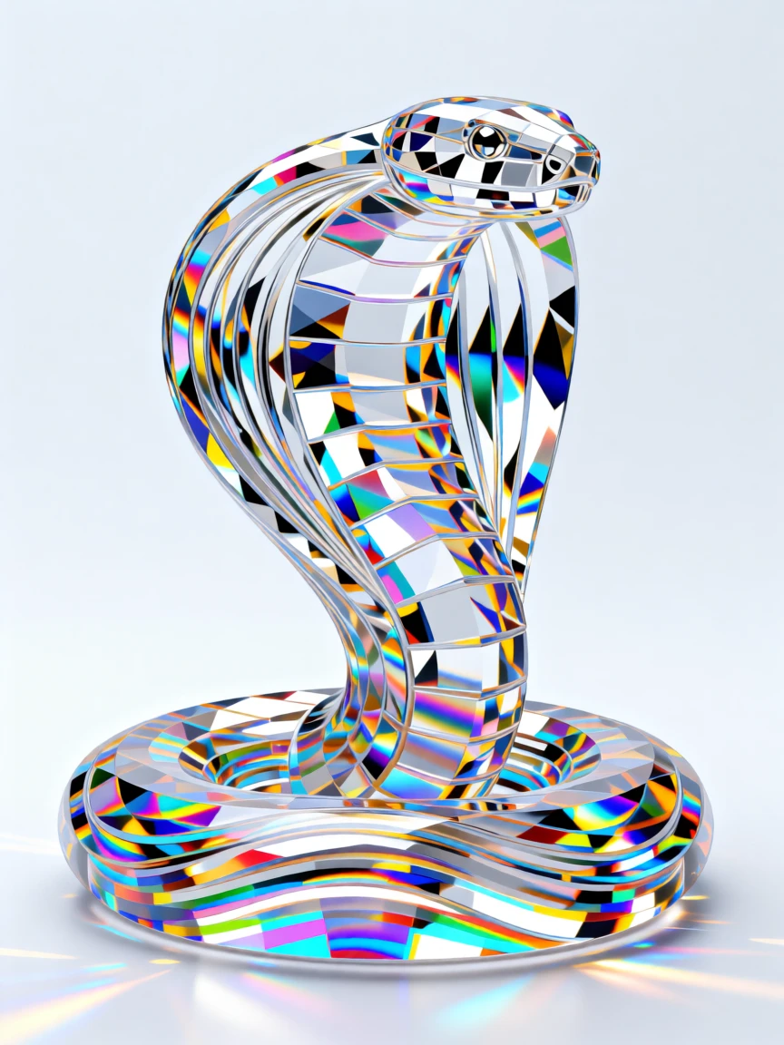 An abstract composition of rippling silk forming the silhouette of a coiled cobra.