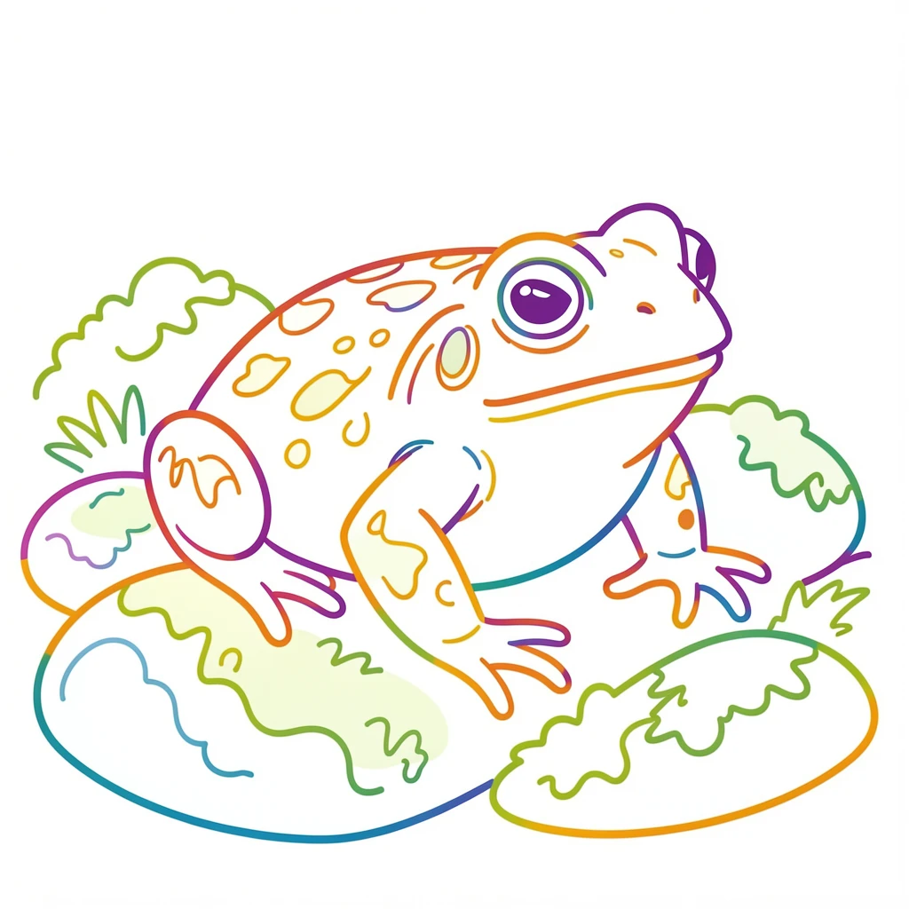 A close-up of a garden toad resting among mossy stones.