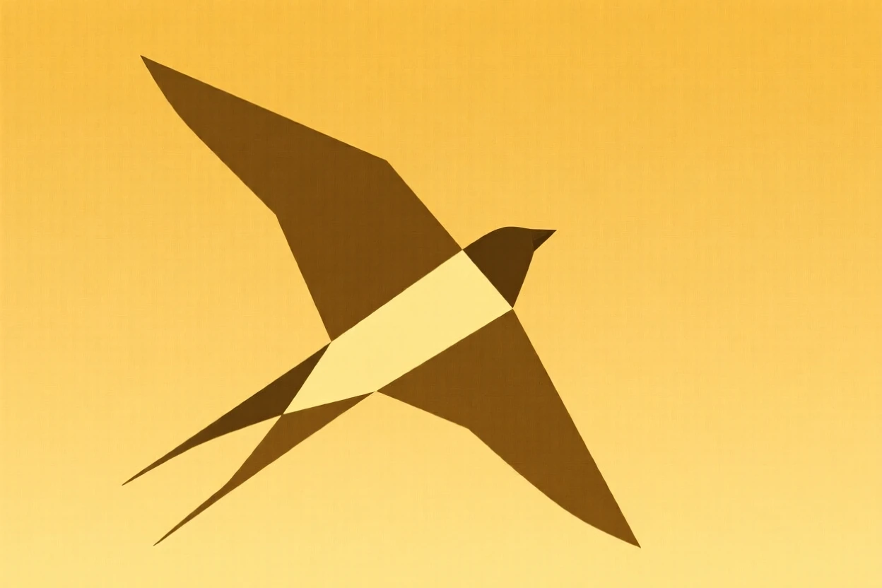 A bird rising into flight against a golden sky