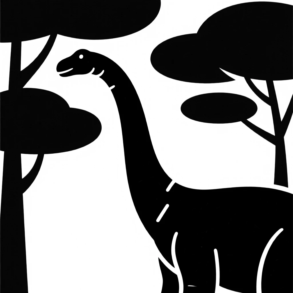 A Brachiosaurus reaching into treetops.