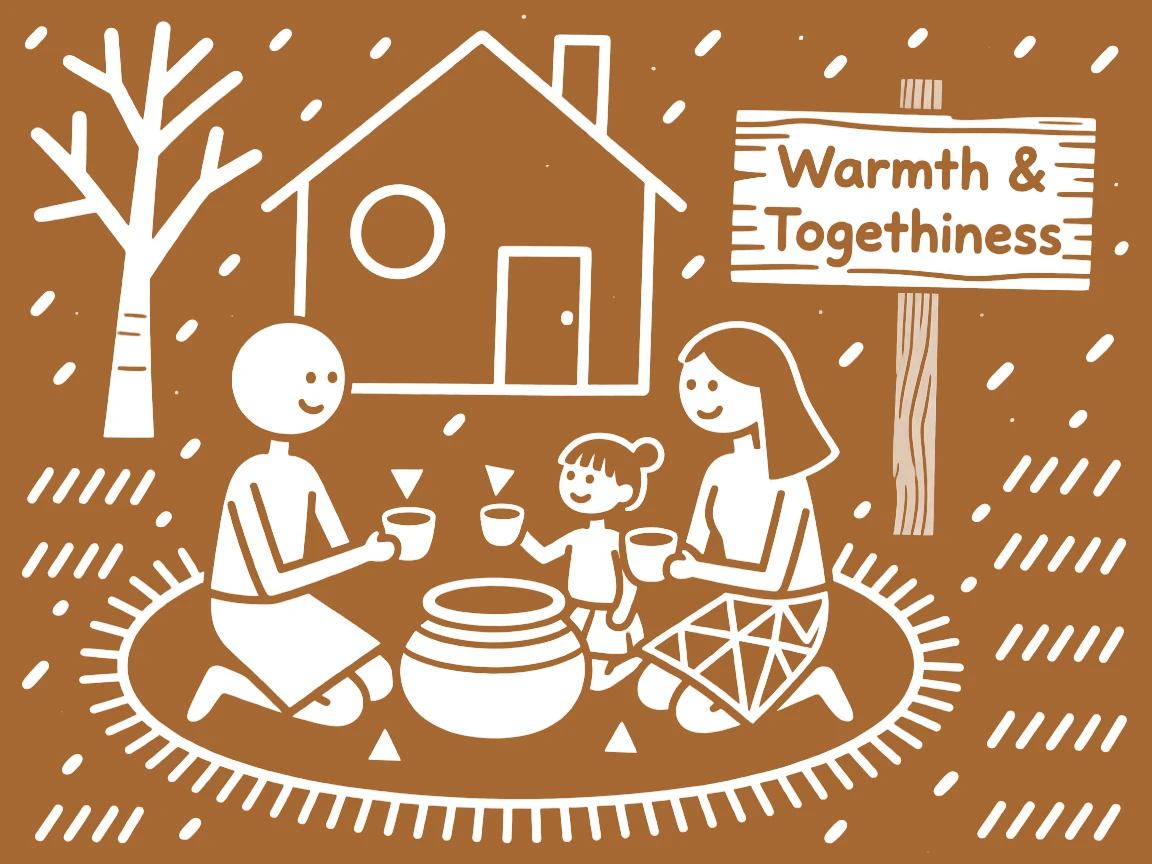 A family sharing a warm drink together during a cold spell.