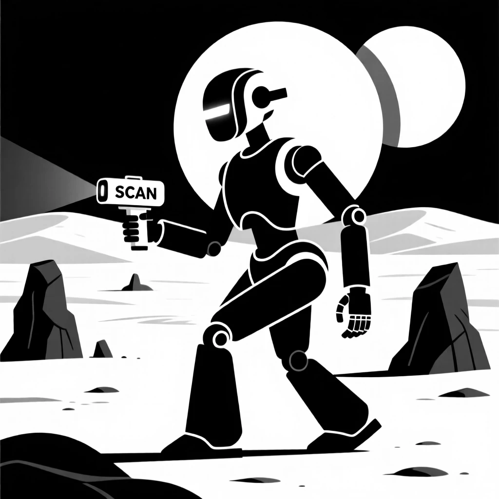 A robot exploring the surface of a distant planet.