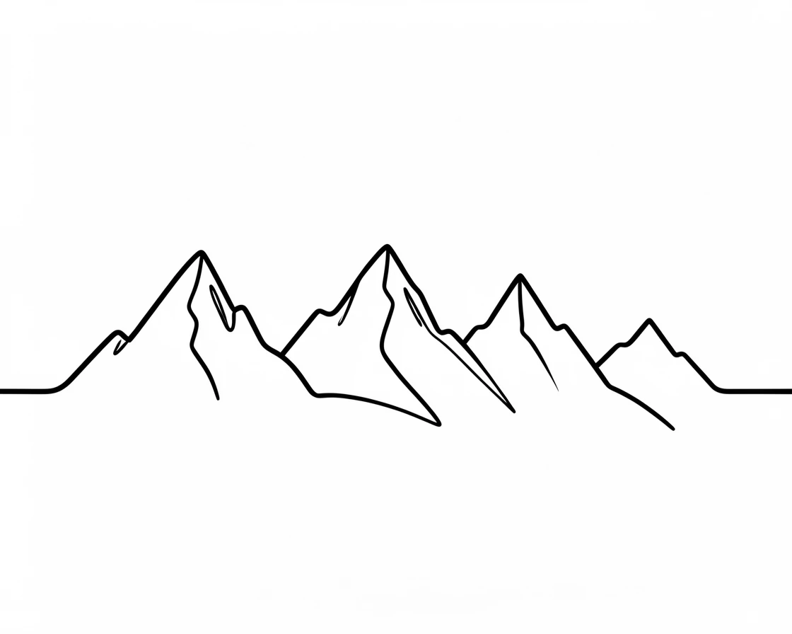 A chain of jagged mountain summits stretching across the horizon