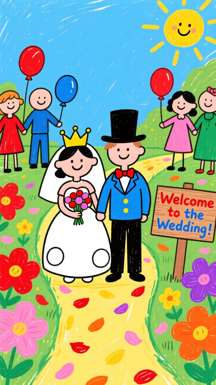 A wedding celebration with flower petals scattered along a garden aisle.
