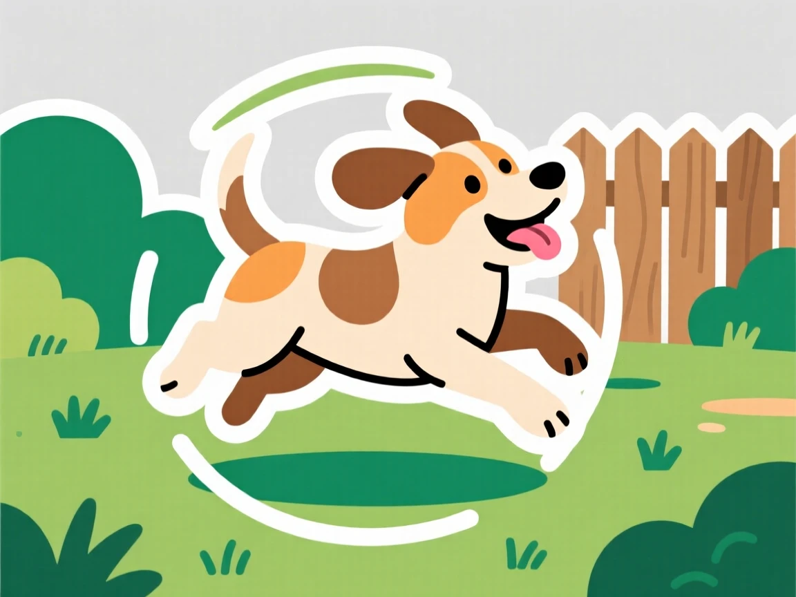 An irresistibly wholesome dog doing a happy zoomie spin in a backyard, bringing an instant smile to anyone who sees it, the type of feel-good content people love saving.
