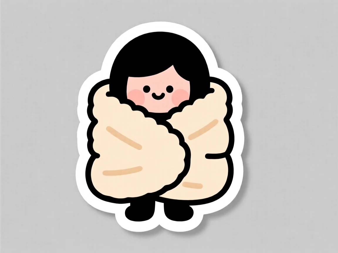 An instantly mood-lifting cozy blanket burrito with just a nose peeking out, bringing an instant smile to anyone who sees it, a simple moment that feels universally loved.