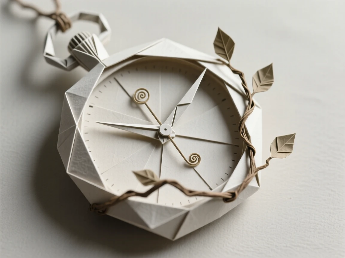 A pocket watch whose hands are made of tiny vines slowly growing around its face.