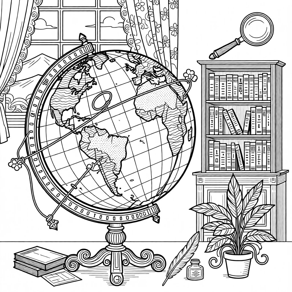 A vintage globe with string tracing a path between distant countries.