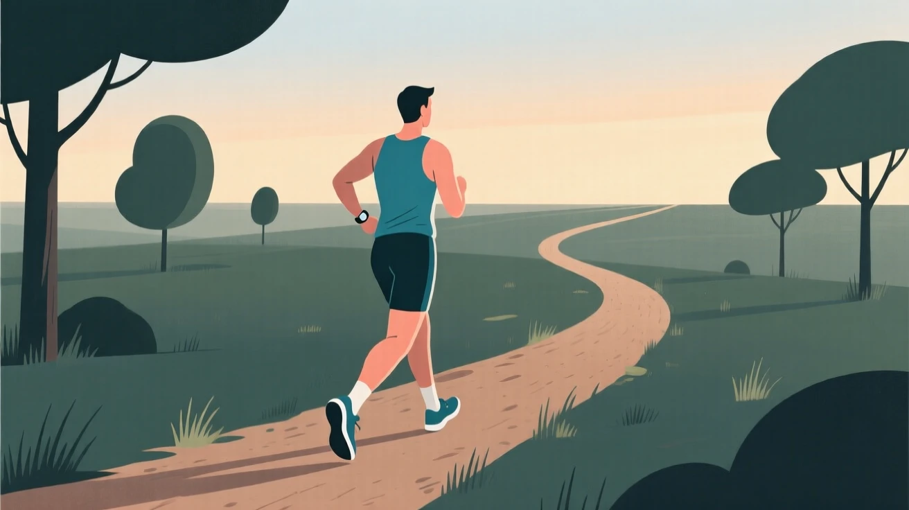 A runner glancing back at how far the trail behind them stretches.