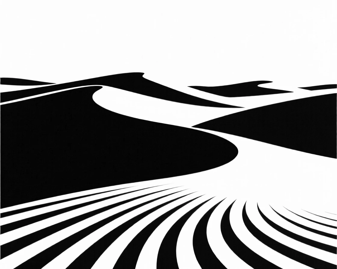 Sand dunes rippled by the wind.
