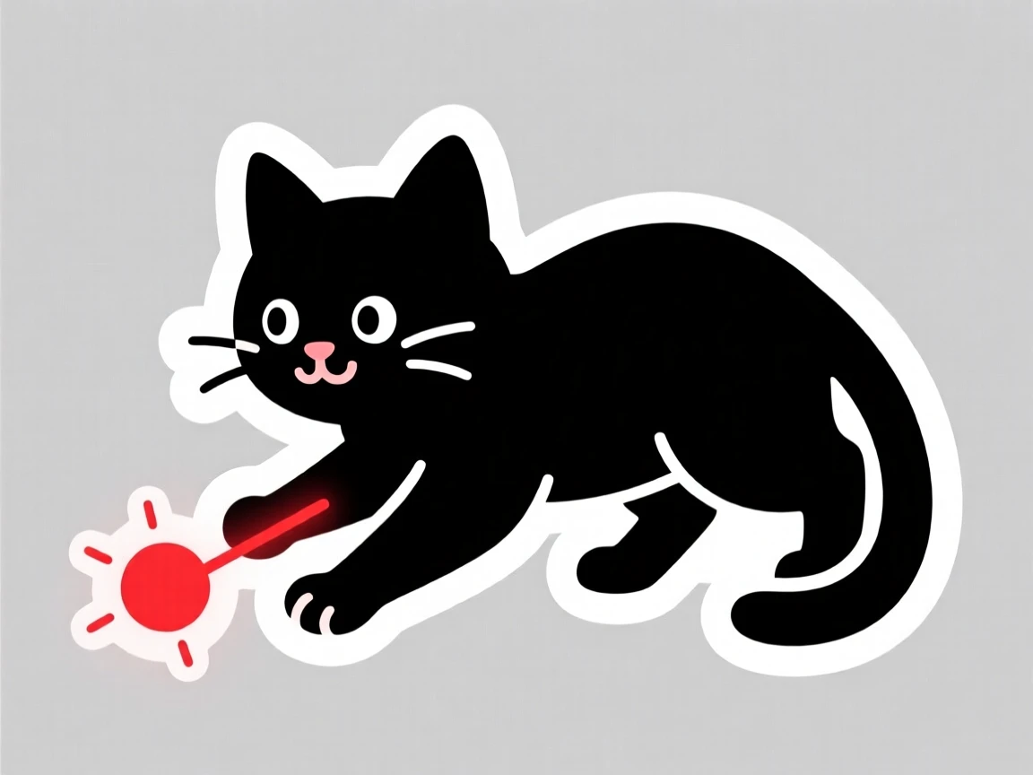 A playfully endearing kitten chasing a red laser dot, caught in a perfectly timed adorable pose, the type of feel-good content people love saving.