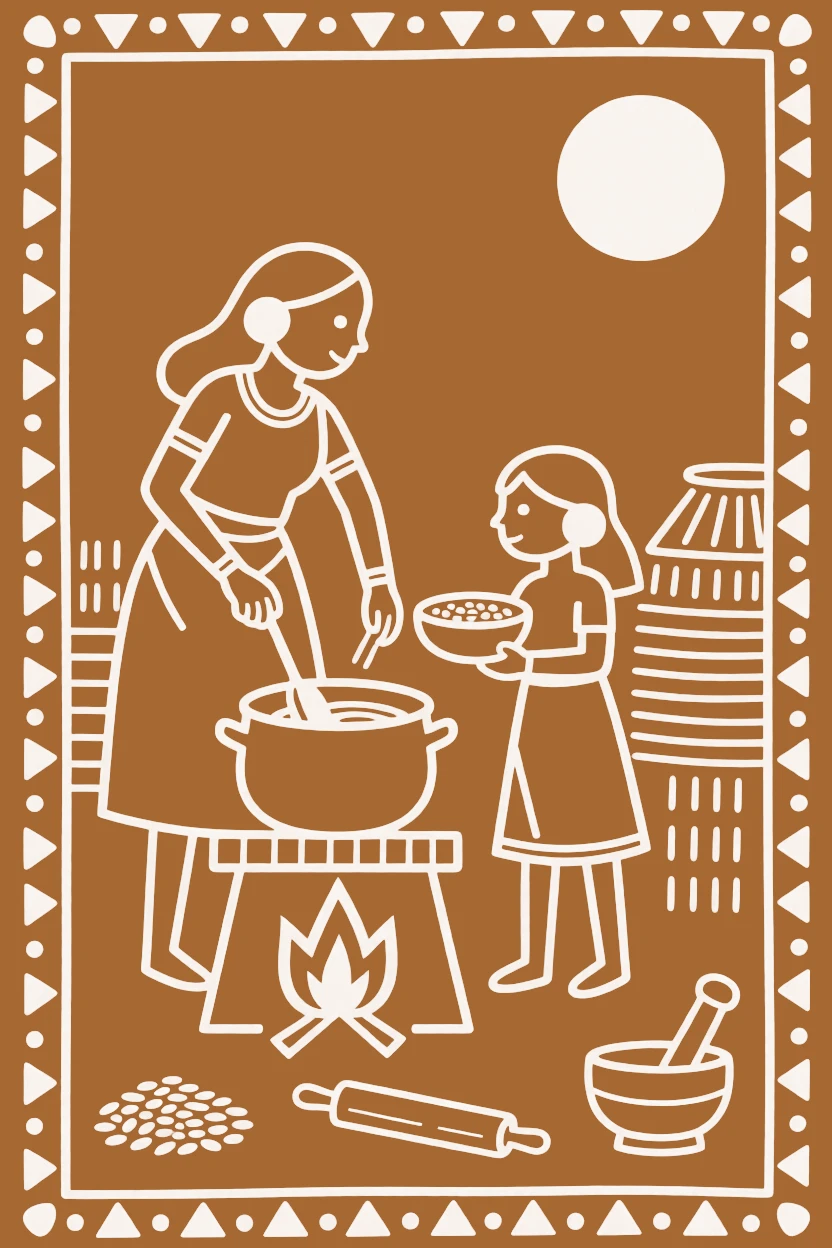 A mother and daughter cooking together for a family celebration.